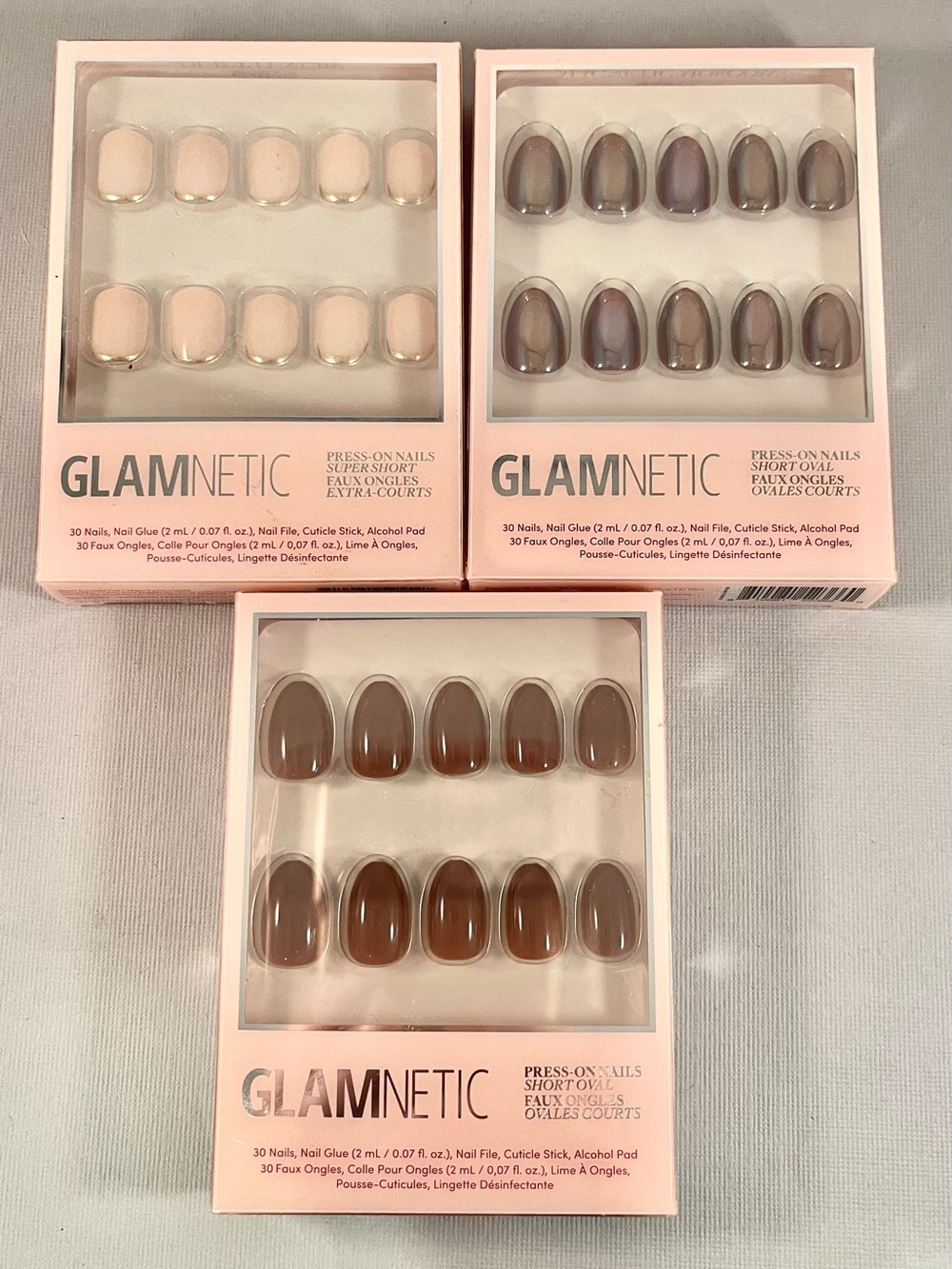 Glamnetic Trio Pack — Blush Pink, Brown opalescent, Dark brown Press-On Nails 1